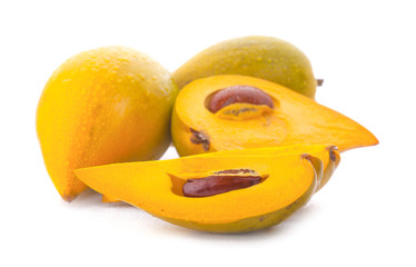 Egg fruit, Canistel, Yellow Sapote (Pouteria campechiana (Kunth) Baehni) on white background