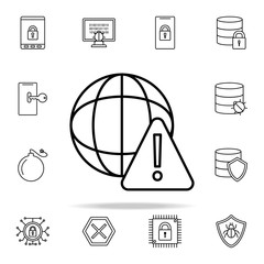 Poster - warning sign in globe icon. Virus antivirus icons universal set for web and mobile