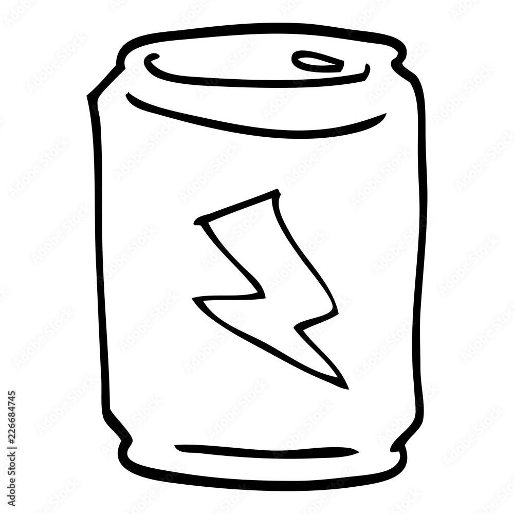 line drawing cartoon of a can of energy drink