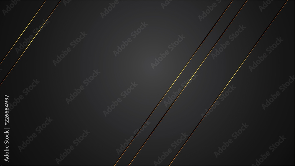 luxury black background banner vector illustration with gold strip art deco line for banner - obrazy, fototapety, plakaty 