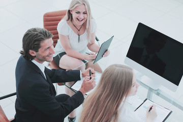 closeup.business team working with documents in a modern office