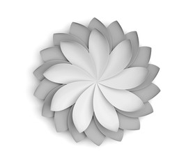 Aufkleber - Single grey decorative flower on white background. Paper origami lily.