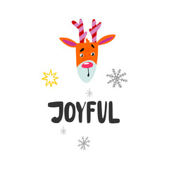 Wall Mural - Reindeer with Happy New year lettering
