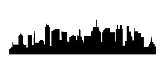 Wall Mural - Silhouette of city with black color on white background