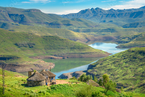 Fotomural Lesotho traditional hut house homes in Lesotho village in Africa
