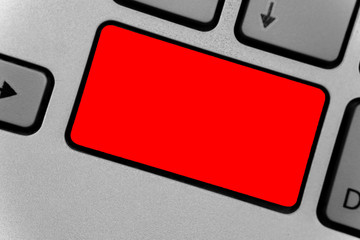 Leinwandbilder - Business concept Empty template copy space isolated Posters coupons promotional material. Keyboard red key Intention create computer computing reflection document