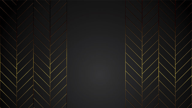 luxury black background banner vector illustration with gold strip art deco line for company