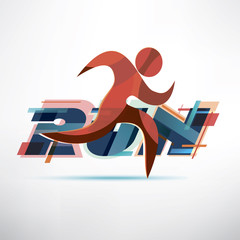 Wall Mural - running people logo template, sport and activity concept