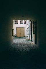 narrow street in the night