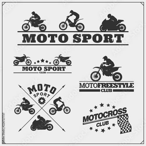 Fotomural Set of motor sport silhouettes, labels and emblems