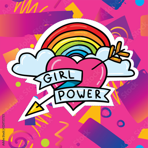 Cute Cartoon Lgbt Gay Rainbow And Girl Power Feminism Heart Illustration Stock Illustration Adobe Stock