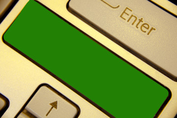 Leinwandbilder - Design business Empty template isolated Minimalist graphic layout template for advertising . Keyboard green key Intention create computer computing reflection document