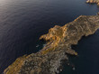 Luftaufnahme, Islas Malgrats ind er Dämmerung, Santa Ponca, Region Calvia, hinten Serra de Tramuntana, Mallorca, Balearen, Spanien