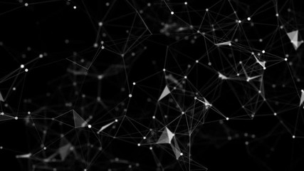 Poster - Shimmering structure. Depth of field.Technology network loop background.