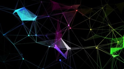 Poster - Broken rainbow.Technology network loop background.
