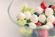 Vegetable salad with cherry tomato, olives and mozarella, toned