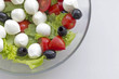 Vegetable salad with cherry tomato, olives and mozarella