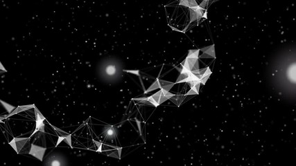 Poster - Particles blue dust abstract light motion titles cinematic background vj loop.Depth of field.