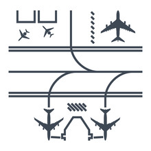 thin line icon airport runway, airplane parking