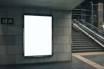 light box display with white blank space for advertisement. subway mock-up design.