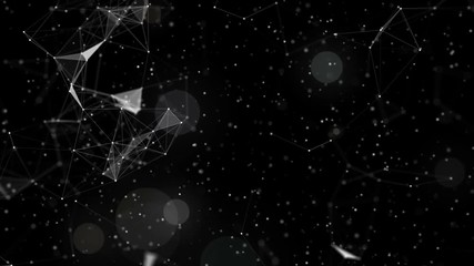 Poster - The dominant figure on the left of the screen. Flickering space. Depth of field.Particles blue dust abstract light motion titles cinematic background vj loop.