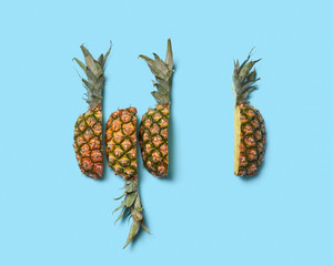 Wall Mural - Tropical fruit is pineapple. Pieces of healthy juicy pineapple o