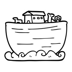 line drawing cartoon noahs ark