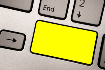 Leinwandbilder - Design business Empty template isolated Minimalist graphic layout template for advertising . Keyboard yellow key Intention create computer computing reflection document