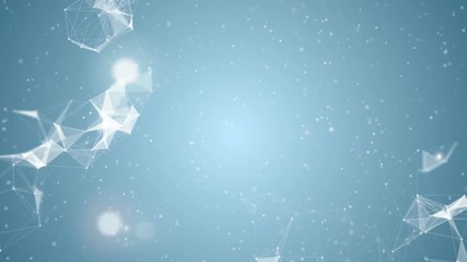 Poster - Heavenly constellations. Place for text. Shimmering cosmos. A composition in blue tones. Snow mood. Christmas background. Depth of field.Particles blue dust abstract light motion titles cinematic