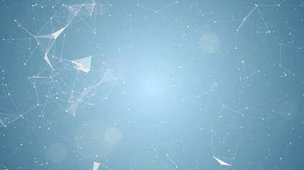 Poster - Transformation of snowflakes. Place for text. Shimmering cosmos. A composition in blue tones. Snow mood. Christmas background.Particles blue dust abstract light motion titles cinematic background vj