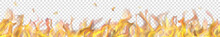 Translucent Long Fire Flame With Horizontal Seamless Repeat On Transparent Background. For Used On Light Backgrounds. Transparency Only In Vector Format