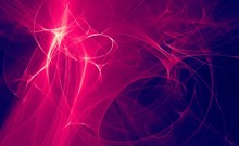 Abstract Purple Light And Laser Beams, Fractals  And Glowing Shapes  Multicolored Art Background Texture For Imagination, Creativity And Design.