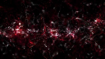 Poster - 3d render abstract particles. Randomly sized particles with glow and focus blur. Positive and glitter background. Loopable animation.
