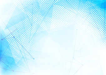 Wall Mural - blue dotted pattern abstract triangle polygon and lines layout
