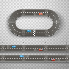 Racing on the road art on a transparent background. Vector illustration