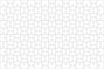 jigsaw puzzle blank template or cutting guidelines of 150 transparent pieces, landscape orientation,
