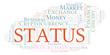 © sharafmaksumov - Status cryptocurrency coin word cloud.