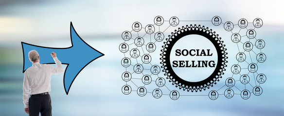 Social selling concept drawn by a man