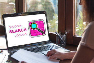 Sticker - Search concept on a laptop screen