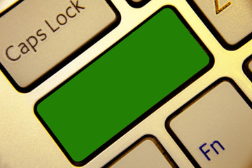 Leinwandbilder - Design business Empty copy space text for Ad website promotion isolated Banner template. Keyboard green key Intention create computer computing reflection document
