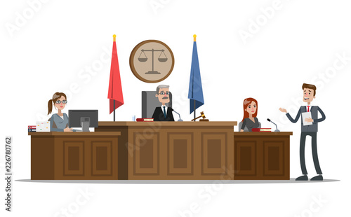 Fotomural Court building interior with courtroom. Trial process