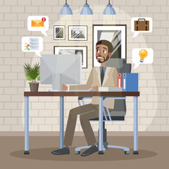 Aufkleber - Man working on the computer at the desk