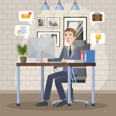 Aufkleber - Man working on the computer at the desk