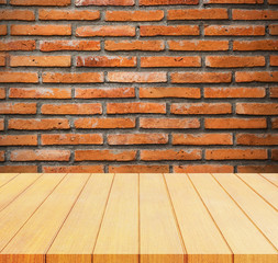 old red brick wall and wood floor with space