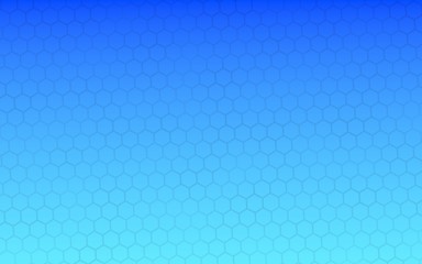 Translucent honeycomb on a gradient blue sky background. Perspective view on polygon look like honeycomb. Isometric geometry. 3D illustration