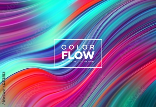 Modern colorful flow poster. Wave Liquid shape in color background. Art desig...