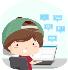 Poster - Kid Boy Programming Languages Illustration