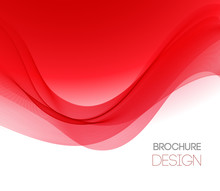 Abstract Vector Background With Red Smooth Color Wave.