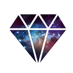 Wall Mural - diamond flat vector icon with space background inside