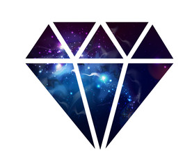 Wall Mural - diamond flat vector icon with space background inside
